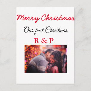 Our first Christmas add name photo wedding engaged Postcard