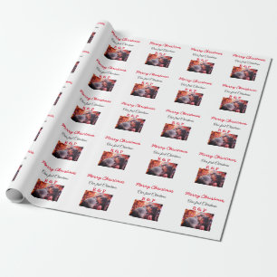 Our first Christmas add name photo wedding engaged Wrapping Paper