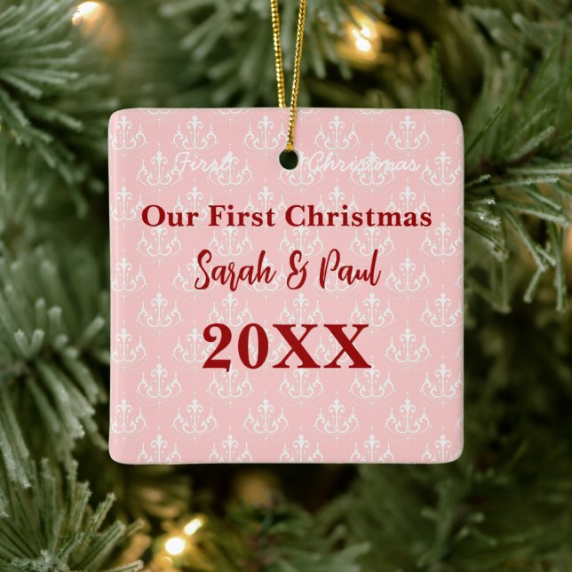 Our First Christmas Aged Parchment Photo Ornament (Tree)