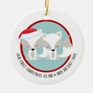 Our First Christmas Arctic Foxes Personalized Ceramic Tree Decoration