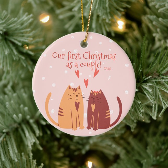 Our first Christmas as a Couple! Cute Cats  Ceramic Tree Decoration (Tree)