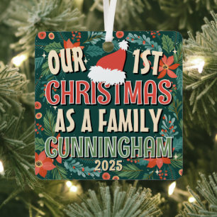 Our First Christmas As A Family Colourful Wreath Metal Tree Decoration
