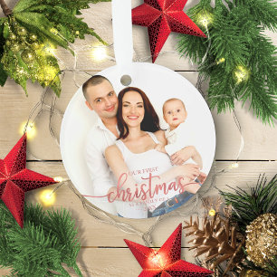 Our First Christmas As A Family Of 3 Elegant Photo Ornament