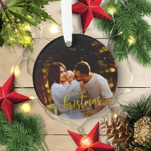 Our First Christmas As A Family Of 3 Gold Foil Ornament