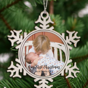Our First Christmas As A Family Of 4 Snowflake Pewter Christmas Ornament