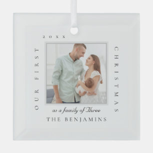 Our First Christmas As A Family Of Christmas Photo Glass Tree Decoration