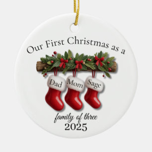 Our First Christmas as a Family of Three 2025 Ceramic Tree Decoration