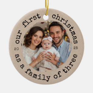 Our First Christmas as a Family of Three Ceramic Tree Decoration