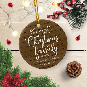 Our First Christmas As A Family Rustic Farmhouse Ceramic Tree Decoration