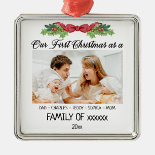 Our First Christmas as a Family With Custom Photo Metal Tree Decoration