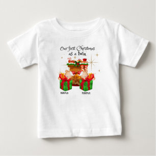 Our first Christmas as a twin baby t-shirt