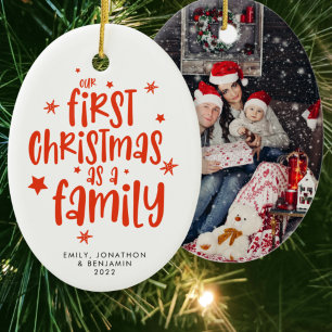 Our First Christmas As Family Photo Names Year Cer Ceramic Tree Decoration