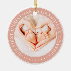 Our First Christmas As Grandma And Grandpa Simple Ceramic Tree Decoration