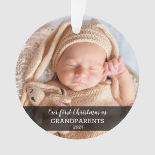 Our First Christmas As Grandparents   Baby Photo Ornament