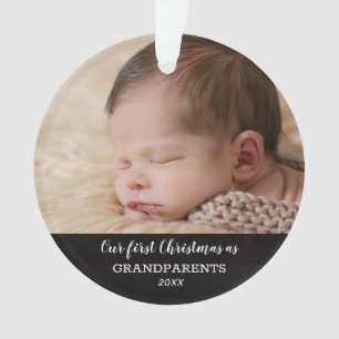Our First Christmas As Grandparents   Baby Photo Ornament
