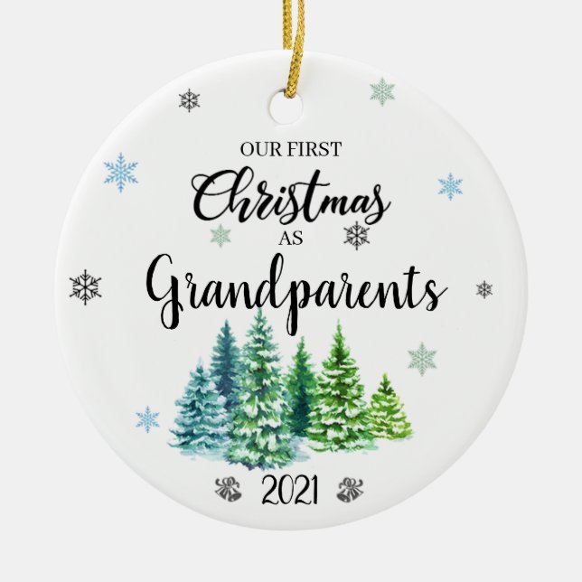 Our First Christmas As Grandparents Ceramic Orname Tree Decoration (Front)
