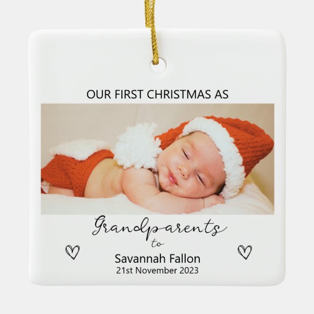 Our First Christmas as Grandparents  Ceramic Ornament (Front)