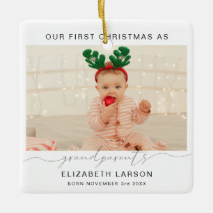 Our First Christmas as Grandparents Custom Cute Ceramic Ornament