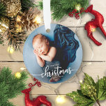 Our First Christmas As Grandparents Elegant Photo Ornament<br><div class="desc">Our First Christmas As Grandparents Ornament</div>
