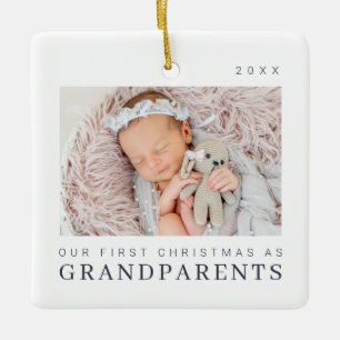 Our First Christmas as Grandparents Modern Chic Ceramic Ornament