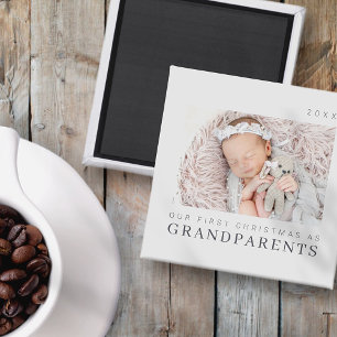 Our First Christmas as Grandparents Modern Chic Magnet