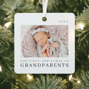 Our First Christmas as Grandparents Modern Chic Metal Tree Decoration