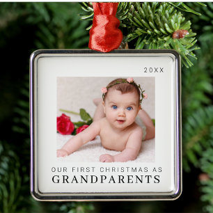 Our First Christmas as Grandparents Modern Metal Tree Decoration