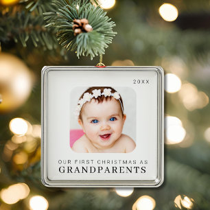Our First Christmas as Grandparents Modern Metal Tree Decoration