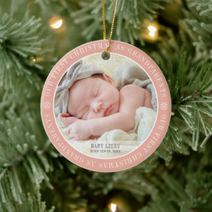 Our First Christmas As Grandparents Modern Photo Ceramic Tree Decoration