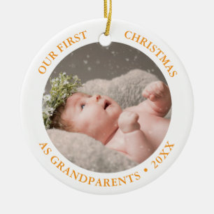 Our First Christmas as Grandparents Modern Photo Ceramic Tree Decoration