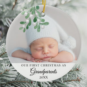 Our First Christmas As Grandparents Photo Ceramic Tree Decoration