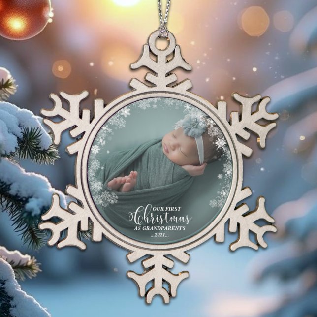 Our First Christmas As Grandparents Photo Ornament (Creator Uploaded)