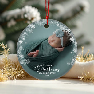 Our First Christmas As Grandparents Photo Ornament