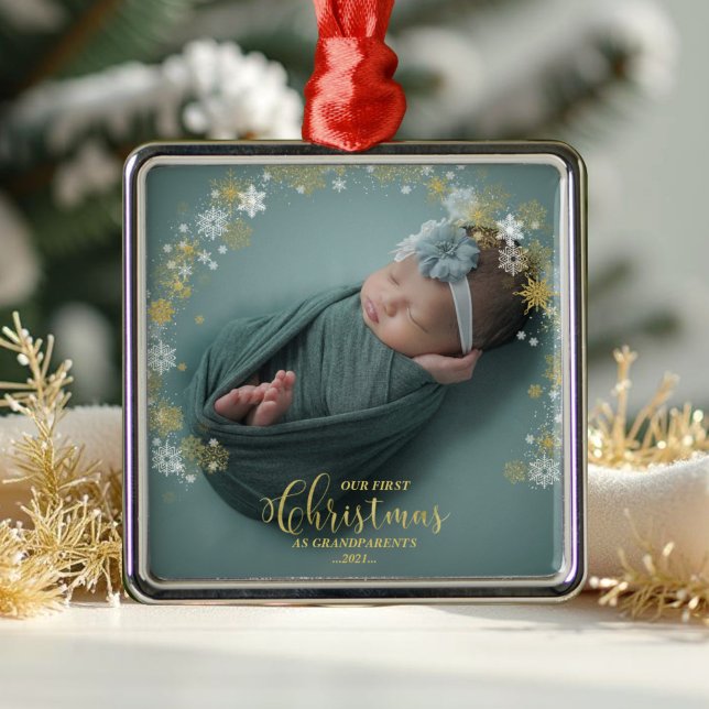Our First Christmas As Grandparents Photo Ornament (Creator Uploaded)