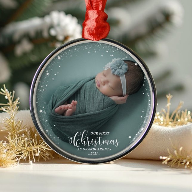 Our First Christmas As Grandparents Photo Ornament (Creator Uploaded)