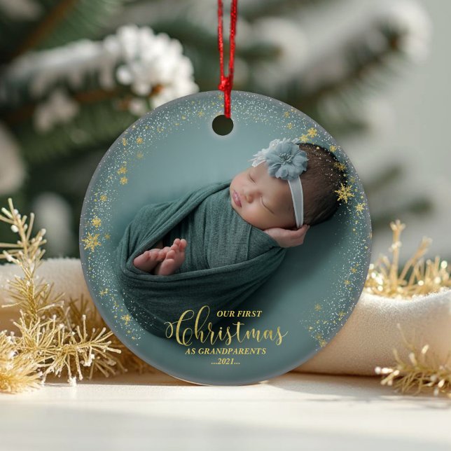 Our First Christmas As Grandparents Photo Ornament (Creator Uploaded)