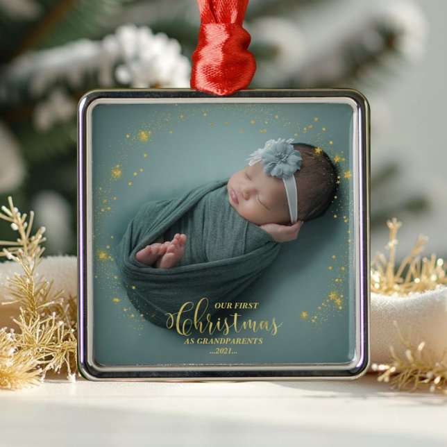 Our First Christmas As Grandparents Photo Ornament (Creator Uploaded)