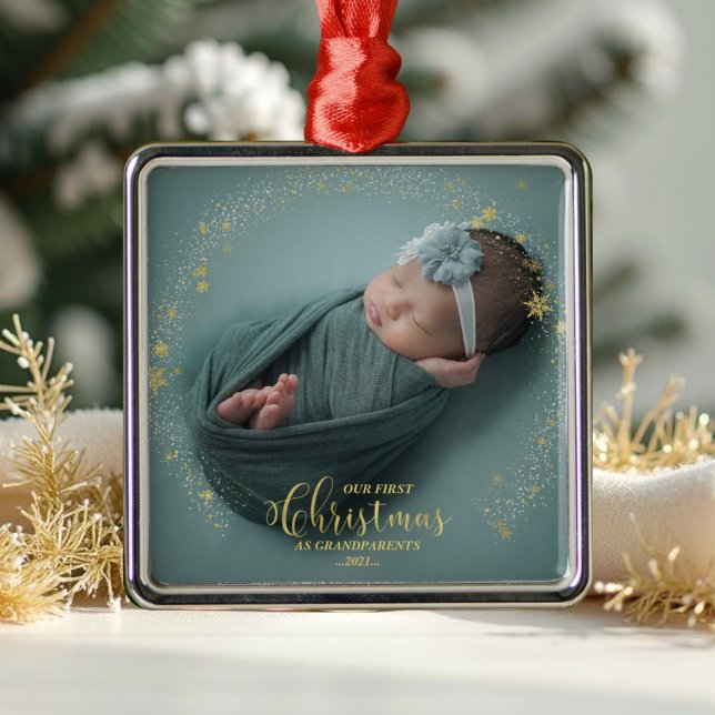Our First Christmas As Grandparents Photo Ornament (Creator Uploaded)