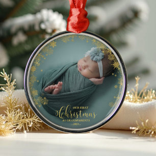 Our First Christmas As Grandparents Photo Ornament