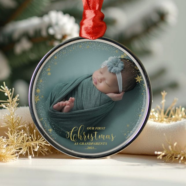 Our First Christmas As Grandparents Photo Ornament (Creator Uploaded)