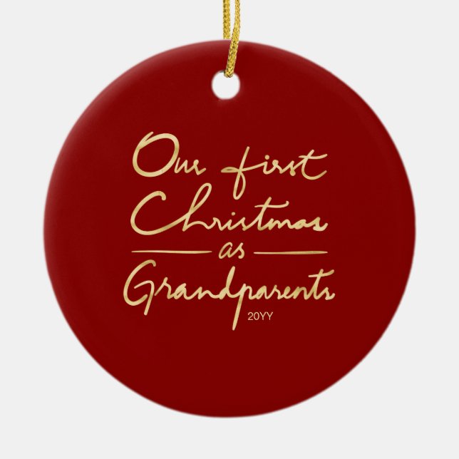 Our First Christmas as Grandparents Photo Unique Ceramic Tree Decoration (Front)
