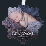 Our First Christmas As Grandparents Tree Decoration Card<br><div class="desc">Our First Christmas As Grandparents Ornament Card</div>