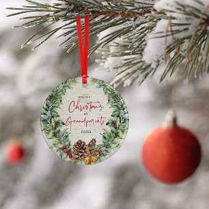 Our First Christmas as Grandparents Wreath Photo Ceramic Tree Decoration