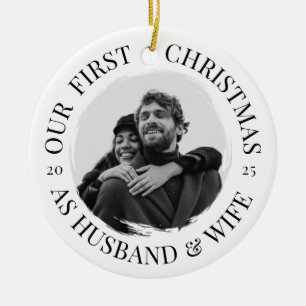 Our First Christmas as Husband & Wife Minimal Ceramic Tree Decoration