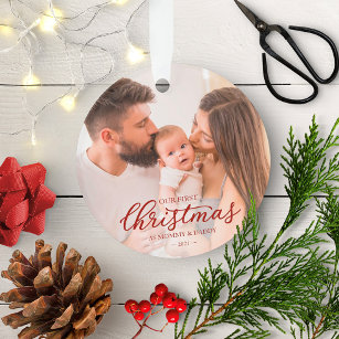 Our First Christmas as Mom and Dad Baby Photo Ornament