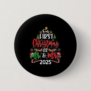 Our First Christmas As Mr &amp; Mrs 2025 Xmas Coup 6 Cm Round Badge