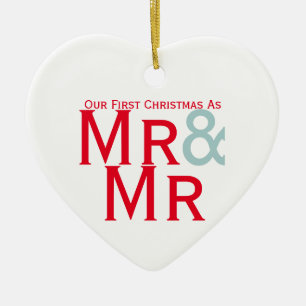 Our First Christmas as Mr and Mr Gay Themed Ceramic Tree Decoration