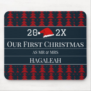 Our First Christmas as Mr and Mrs Couple Newlywed  Mouse Pad