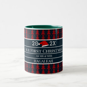 Our First Christmas as Mr and Mrs Couple Newlywed  Two-Tone Coffee Mug