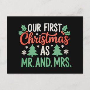 Our First Christmas As Mr And Mrs Couples Xmas Holiday Postcard